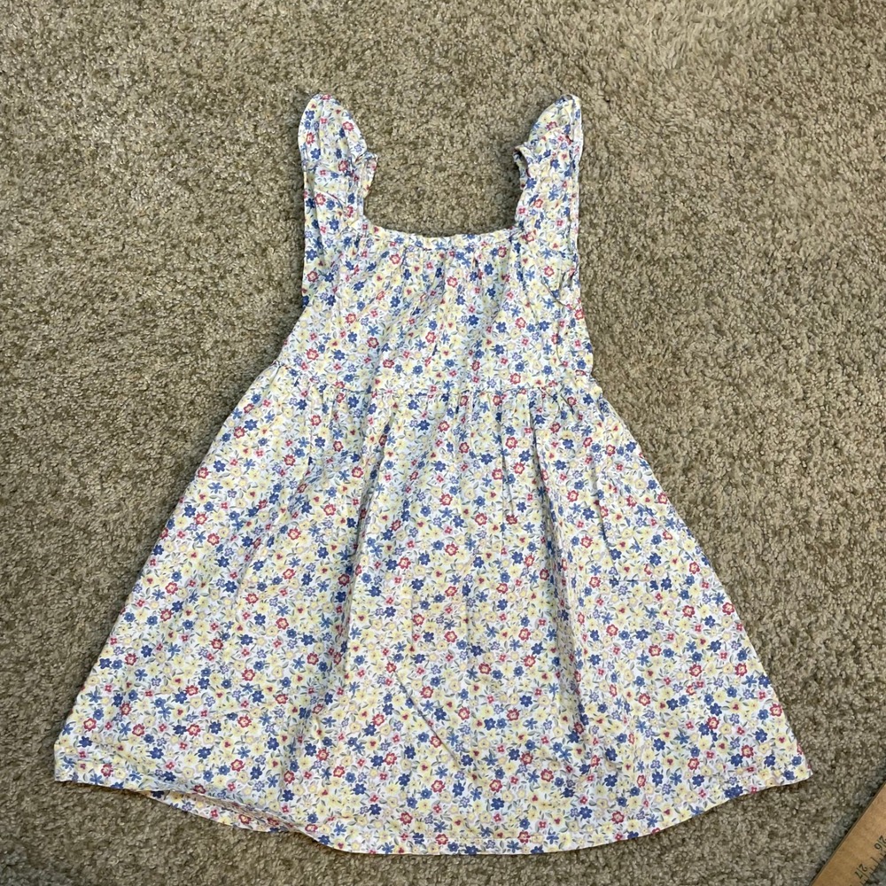 Girls Cotton Ditsy Floral Cottagecore Ruffle Strap Dress 4T Girly